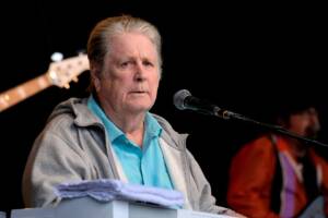 Un primo piano di Brian Wilson in concerto