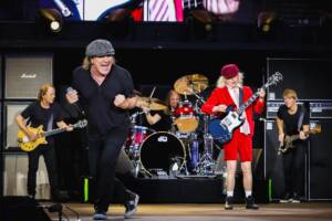 Gli AC/DC in concerto sul palco PH credits: Christie Goodwin