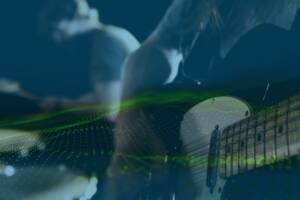 Concetto di musica digitale con chitarre.